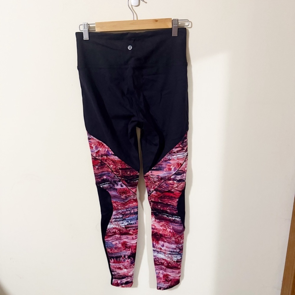 Lululemon Pink Black Womens Leggings Size 8 Activewear Running Gym Athleisure - Picture 3 of 6